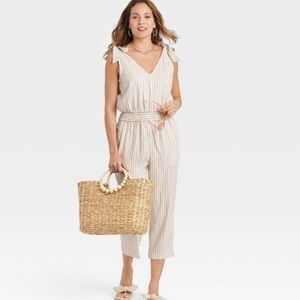 A New Day Women’s Jumpsuit, Size S in Cream Striped